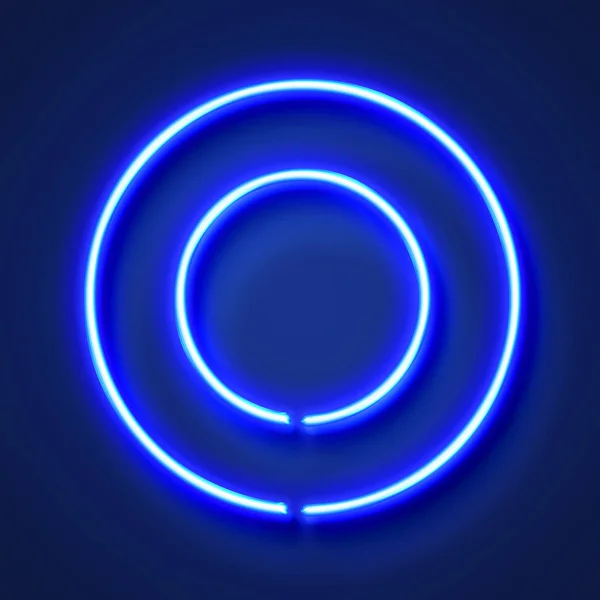 Buchstabe o realistisch leuchtend blauer Neon-Buchstabe vor blauem Hintergrund — Stockfoto