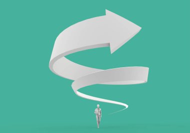 Beyaz oklu iş kadını. 3d Rendering