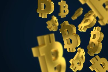 Bitcoin dijital para birimi sembol kavramı. 3d Rendering