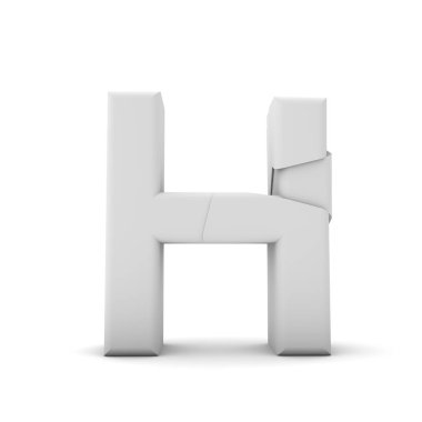 H harfi, Kırık kırık yazı tipi. 3d Rendering