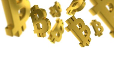Bitcoin dijital para birimi sembol kavramı. 3d Rendering