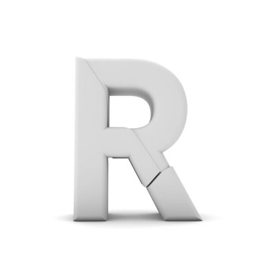 R harfi, Kırık kırık yazı tipi. 3d Rendering