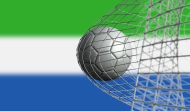 Futbol topu Sierra Leone bayrağına karşı bir net gol attı. 3d