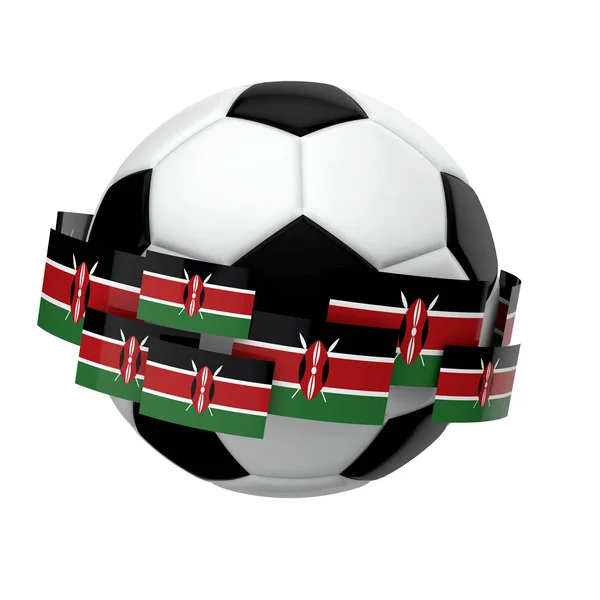 Calcio calcio con bandiera keniota su sfondo bianco — Foto Stock