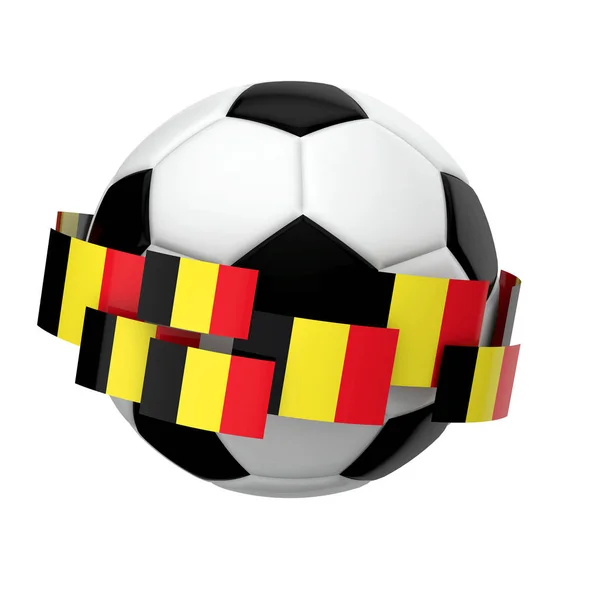 Futebol de futebol com bandeira belga contra um backgrou branco liso — Fotografia de Stock