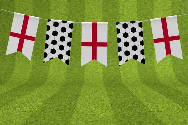 Inglaterra bandeira e futebol bola textura futebol bandeira bunting. 3D R — Fotografia de Stock