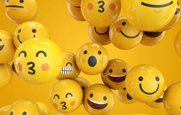 Emoji emoticon karakter achtergrond collectie. 3D-rendering — Stockfoto