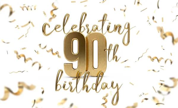 Oslavíme 90tý narozeninový pozdrav s konfety. 3D R — Stock fotografie