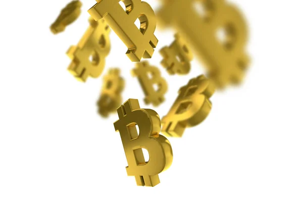 Concepto de símbolo de moneda digital Bitcoin. Renderizado 3D — Foto de Stock