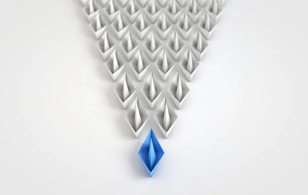 Pojem "origami" lodě s žebříky. prostorové vykreslování — Stock fotografie
