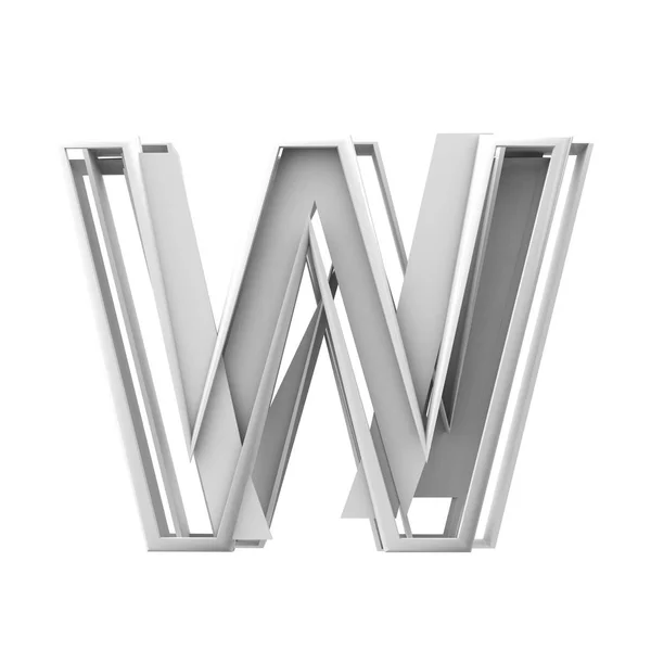 Літера W, абстрактний фрагментований геометричний шрифт. 3D рендерингу — стокове фото