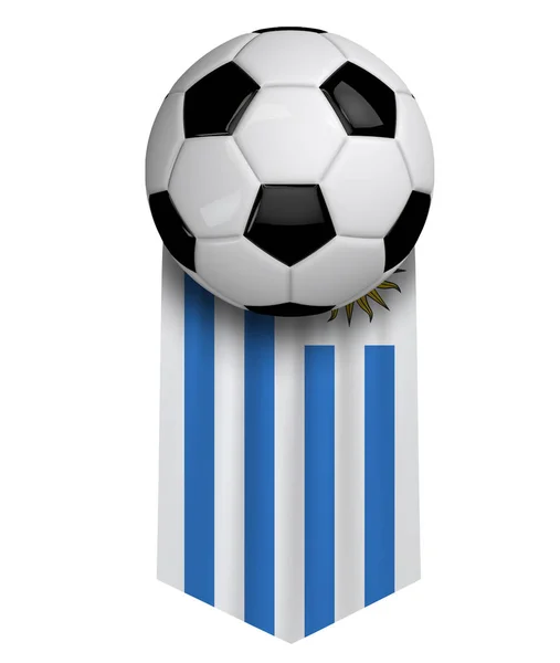 Uruguay soccer ball flag cloth hanging banner. 3D Rendering — Stock Photo, Image