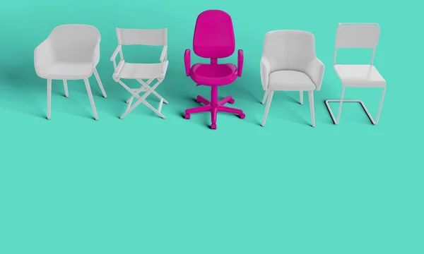 Řada židlí, jedna divná. Pracovní příležitost. Obchodní Le — Stock fotografie