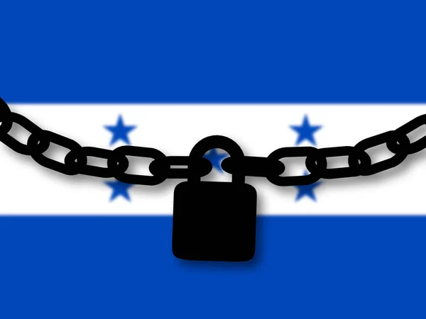 Bezpieczeństwo w Hondurasie. Sylwetka łańcucha i kłódki nad narodem — Zdjęcie stockowe