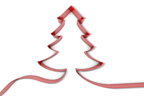 크리스마스 트리 빨간 리본 배경입니다. 3D 렌더링 — 스톡 사진