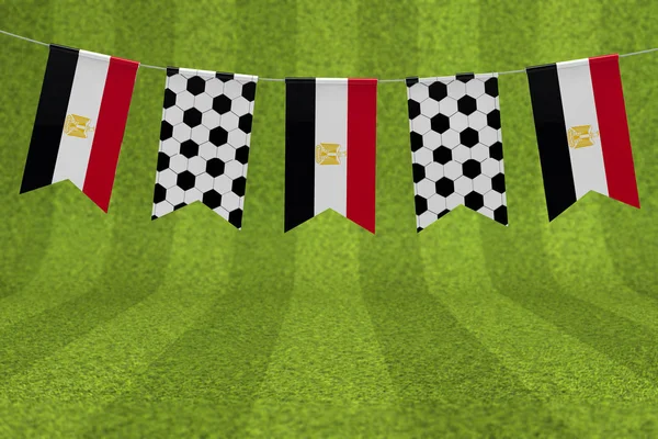 エジプトの旗とサッカーボールテクスチャサッカーフラグバンティング。3d レン — ストック写真