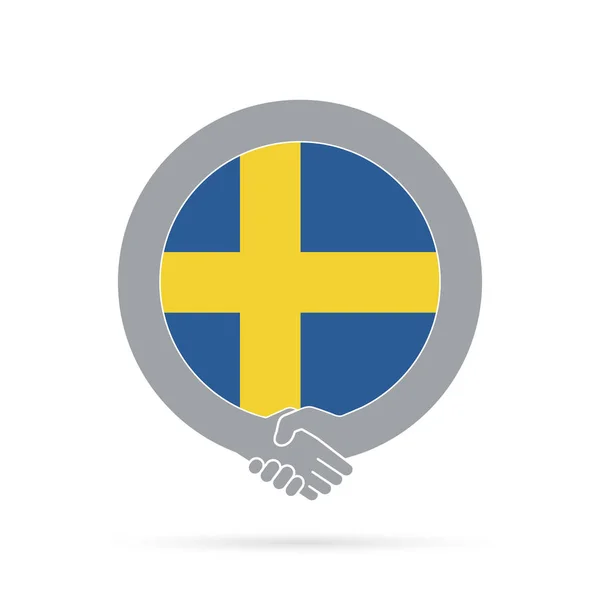 Sverige flagga hand skaknings ikonen. avtal, Välkommen, samarbete conc — Stockfoto