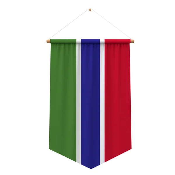 Gambia vlag doek opknoping banner. 3D-rendering — Stockfoto