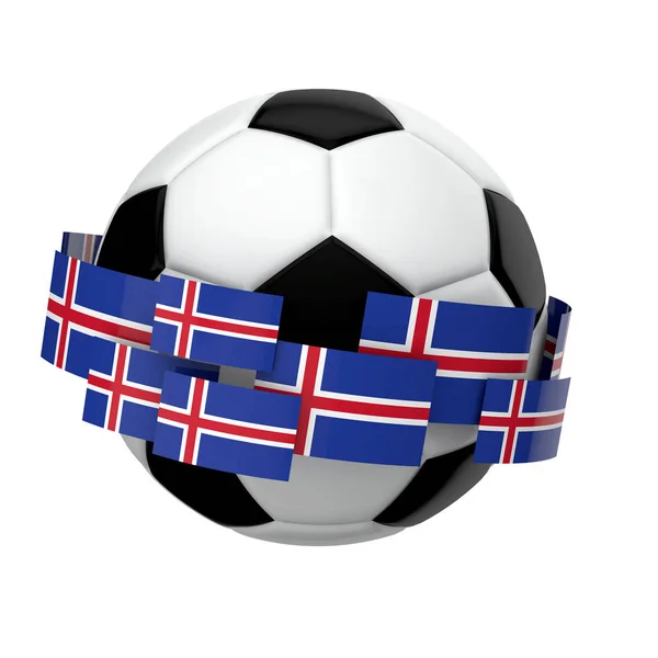 プレーンな白いバックグルーに対するアイスランドの旗を持つサッカー — ストック写真