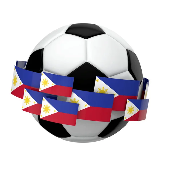 Fútbol con bandera de Filipinas contra una espalda blanca —  Fotos de Stock