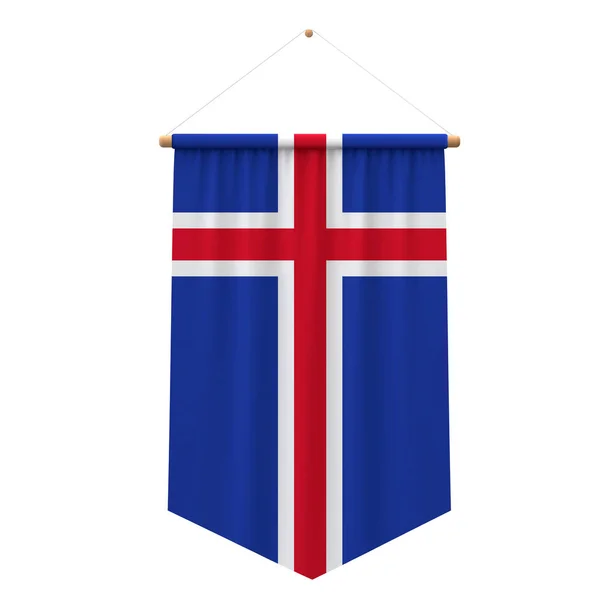 Islandia flaga tkaniny wiszące banner. Renderowanie 3D — Zdjęcie stockowe