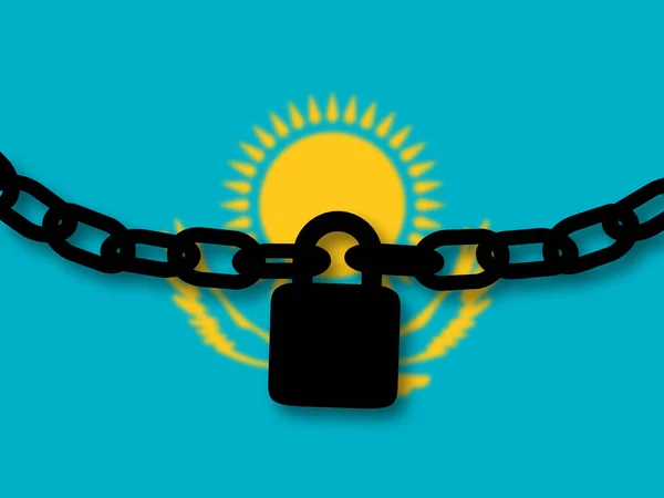 Kazakstan säkerhet. Silhuett av en kedja och hänglås över Nati — Stockfoto