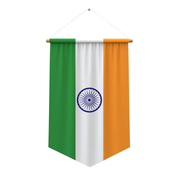 Indie flaga tkaniny wiszące banner. Renderowanie 3D — Zdjęcie stockowe