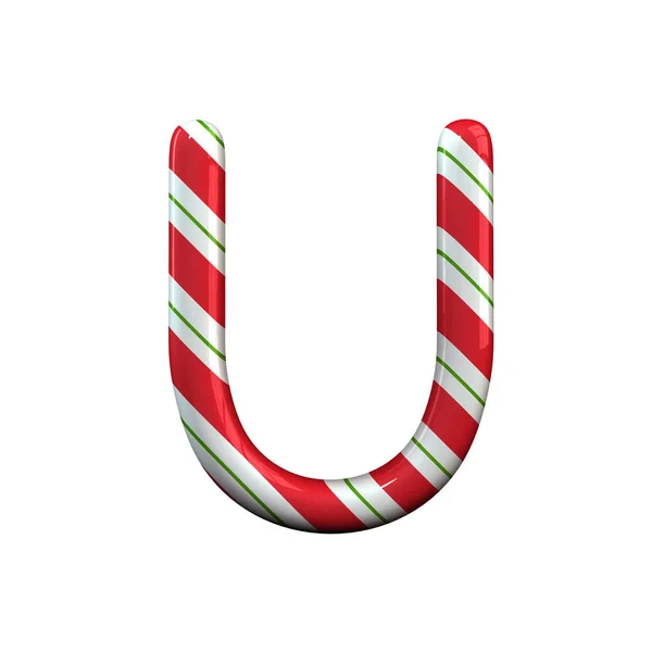 Röd och vit rand Candy Cane Letter U — Stockfoto