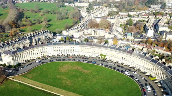 Aerial view of the Royal Crescent in Bath, Somerset, United King — Stock Photo, Image