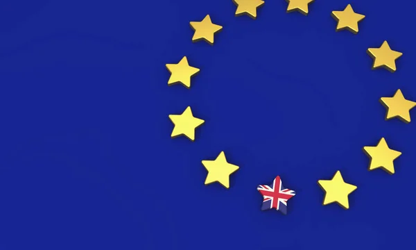 Koncepcja Brexit. Unia Europejska żółte gwiazdy z Wielką Brytanią u — Zdjęcie stockowe