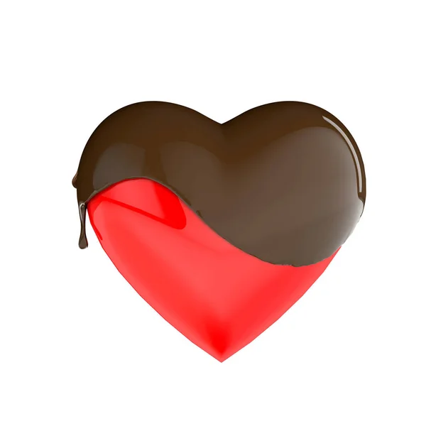 Chocolate covered valentines love heart. 3D rendering — Stock Photo, Image