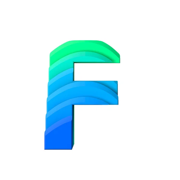 Letter F. Layered wave effect character type. 3D Rendering — Stock Photo, Image