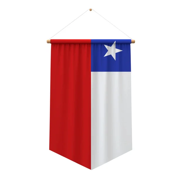 Chile vlajka visuté praporu. prostorové vykreslování — Stock fotografie