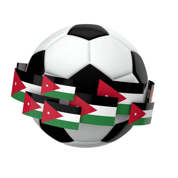 Futebol de futebol com bandeira da Jordânia contra um backgroun branco liso — Fotografia de Stock