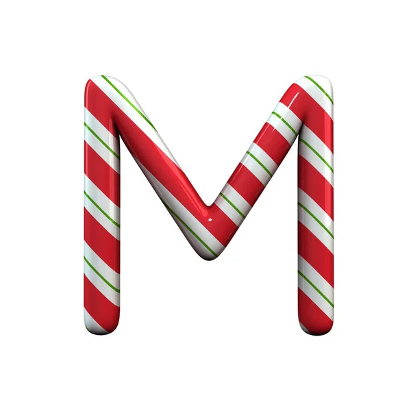 빨강과 흰색 줄무늬 사탕 지팡이 문자 M — 스톡 사진