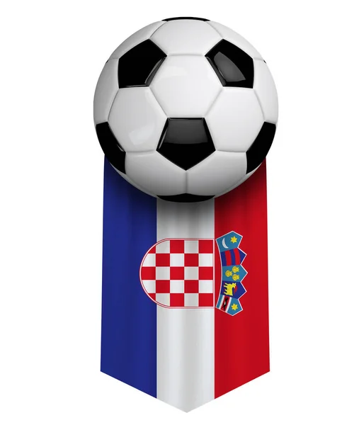 Croácia bola de futebol bandeira pano pendurado banner. Renderização 3D — Fotografia de Stock