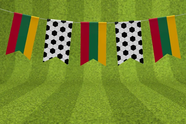 Bandera de Lituania y fútbol pelota textura fútbol bandera bunting. 3D —  Fotos de Stock