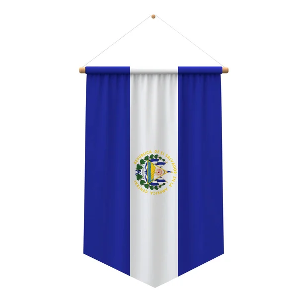 El Salvador flag cloth hanging banner. 3D Rendering — Stock Photo, Image