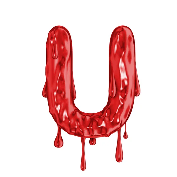 Blood font halloween horror letter U — Stock Photo, Image