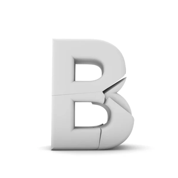 Letter B, gebroken gekraakt lettertype. 3D-rendering — Stockfoto