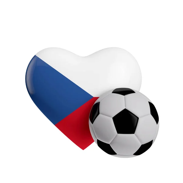 República Checa bandera en forma de corazón con una pelota de fútbol. Amor footbal — Foto de Stock