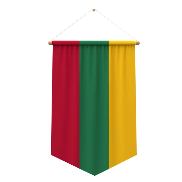 Bannière suspendue en tissu drapeau de Lituanie. Rendu 3D — Photo