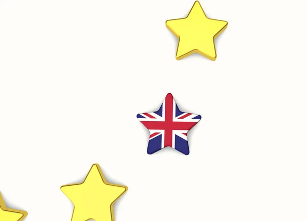Brexit-Konzept. Europäische Union gelbe Sterne mit großen britischen u — Stockfoto