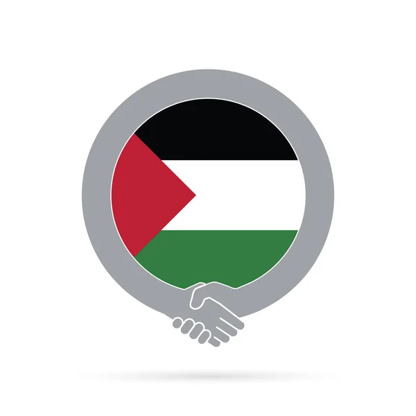 팔레스타인 플래그 악수 아이콘입니다. 합의, 환영, 협력 c — 스톡 사진