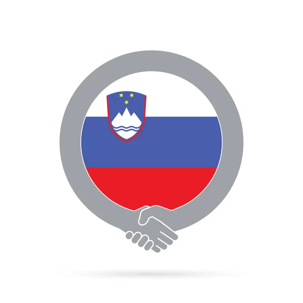 Slovenia bandiera icona stretta di mano. accordo, benvenuto, cooperazione — Foto Stock