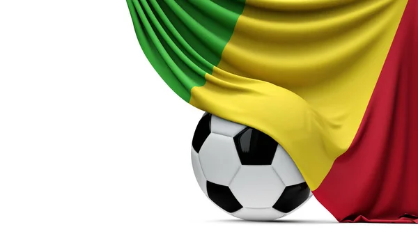 Drapeau national du Mali drapé sur un ballon de football. Expéditeur 3D — Photo