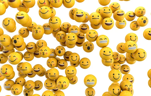 Collezione Emoji emoticon personaggio sfondo. Rendering 3D — Foto Stock