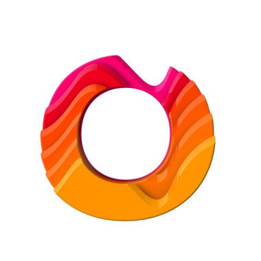 O. Harf katmanlı dalga etkisi karakter tipi. 3d Rendering