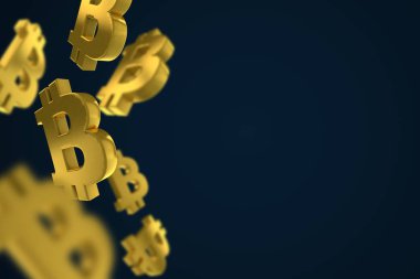 Bitcoin dijital para birimi sembol kavramı. 3d Rendering