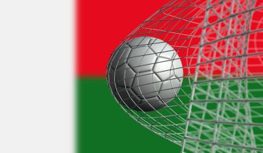 Futbol topu Madagaskar bayrağı karşı bir net bir gol attı. 3d R